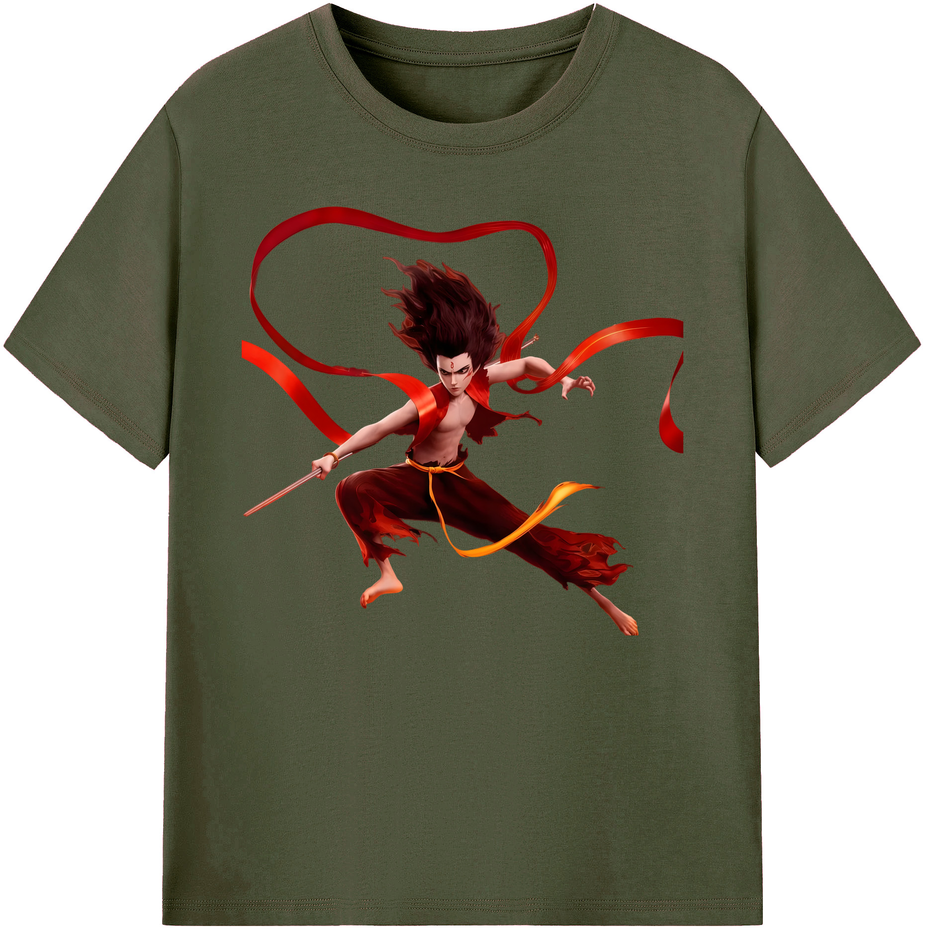 （画像用） Ne Zha 2 ナタ 魔童の大暴れ 綿100％ メンズ半袖Tシャツ｜肌触りやわらか＆通気性